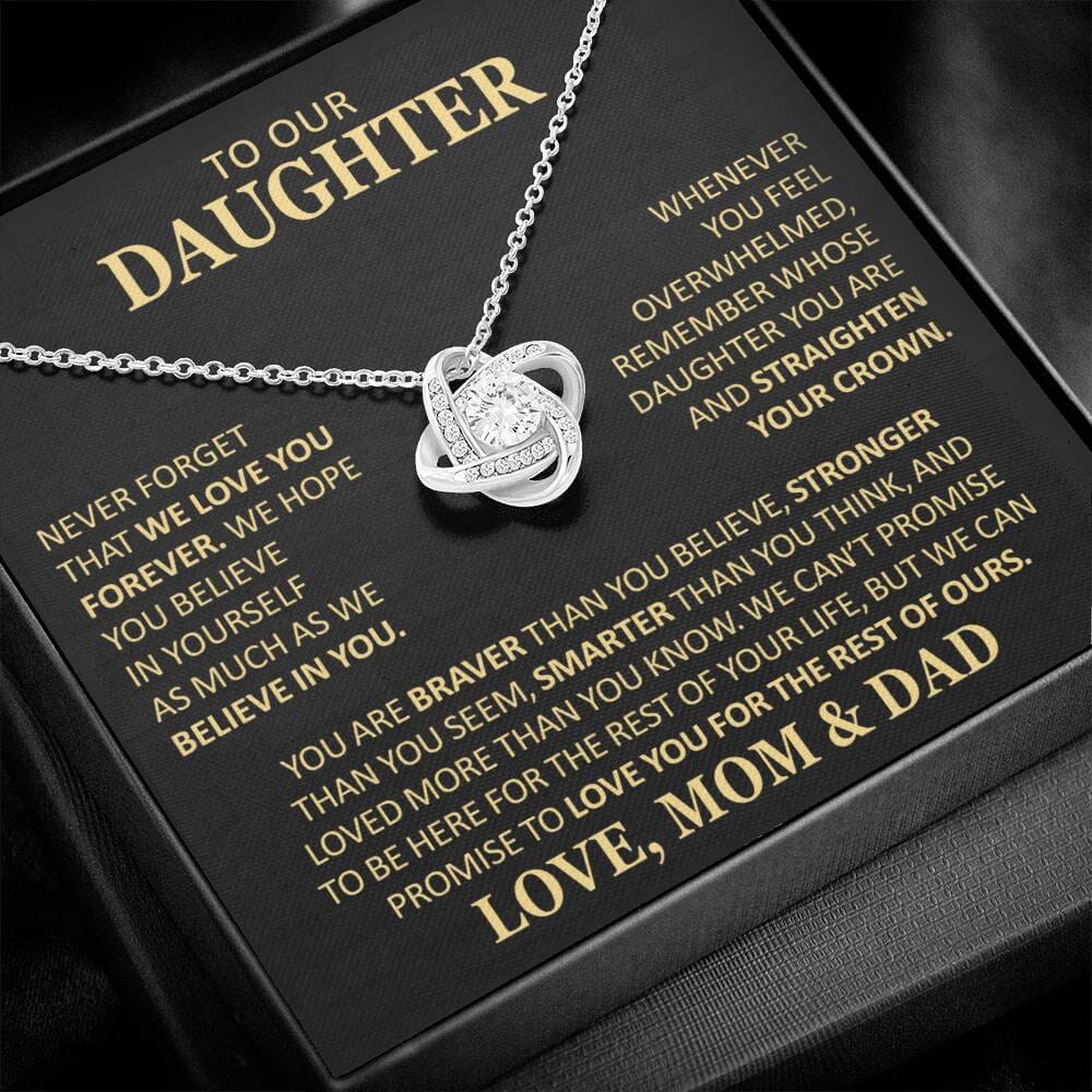 Beautiful Gift for Daughter From Mom and Dad "Never Forget That We Love You" Necklace