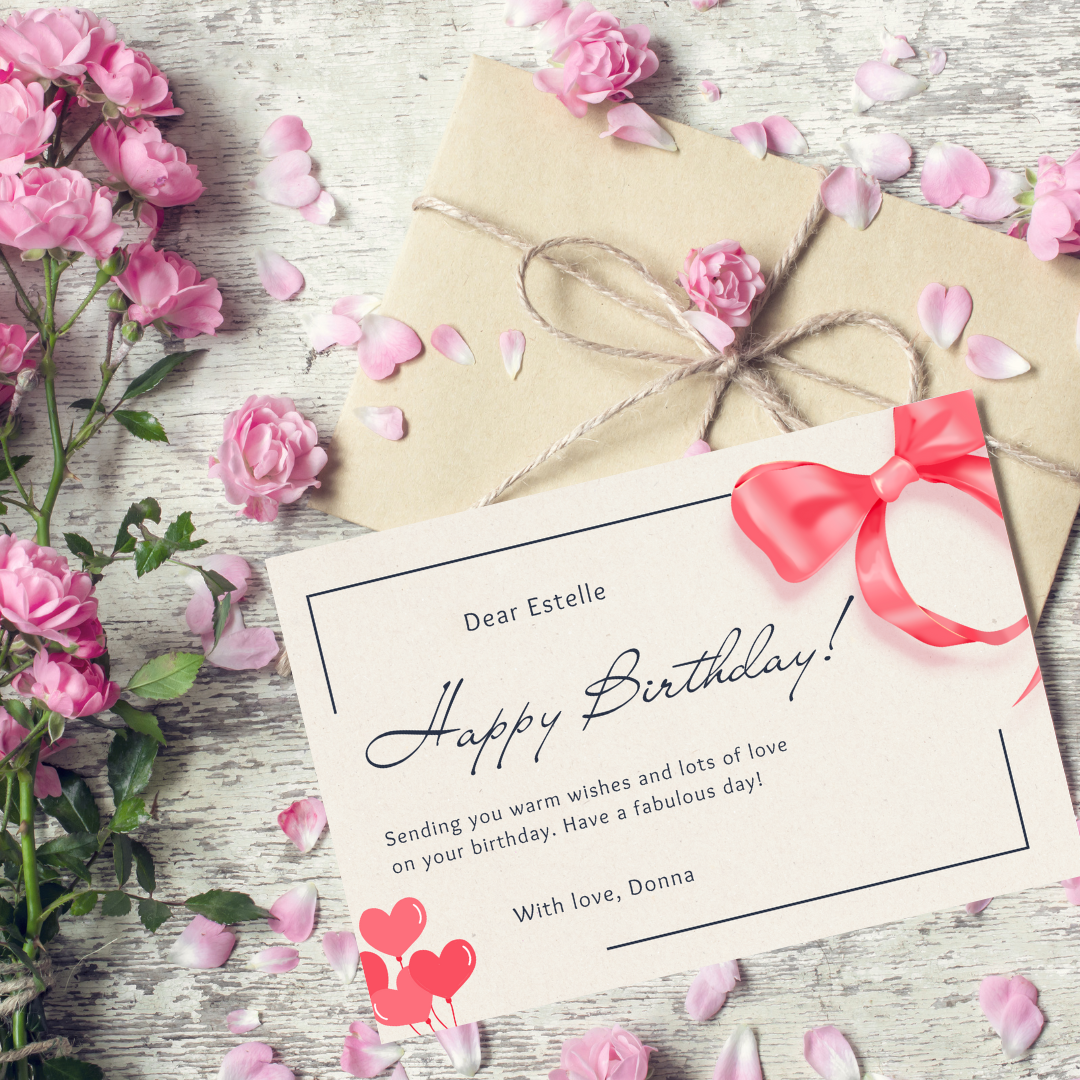 Vintage Birthday & Wedding Digital Postcard (Editable)