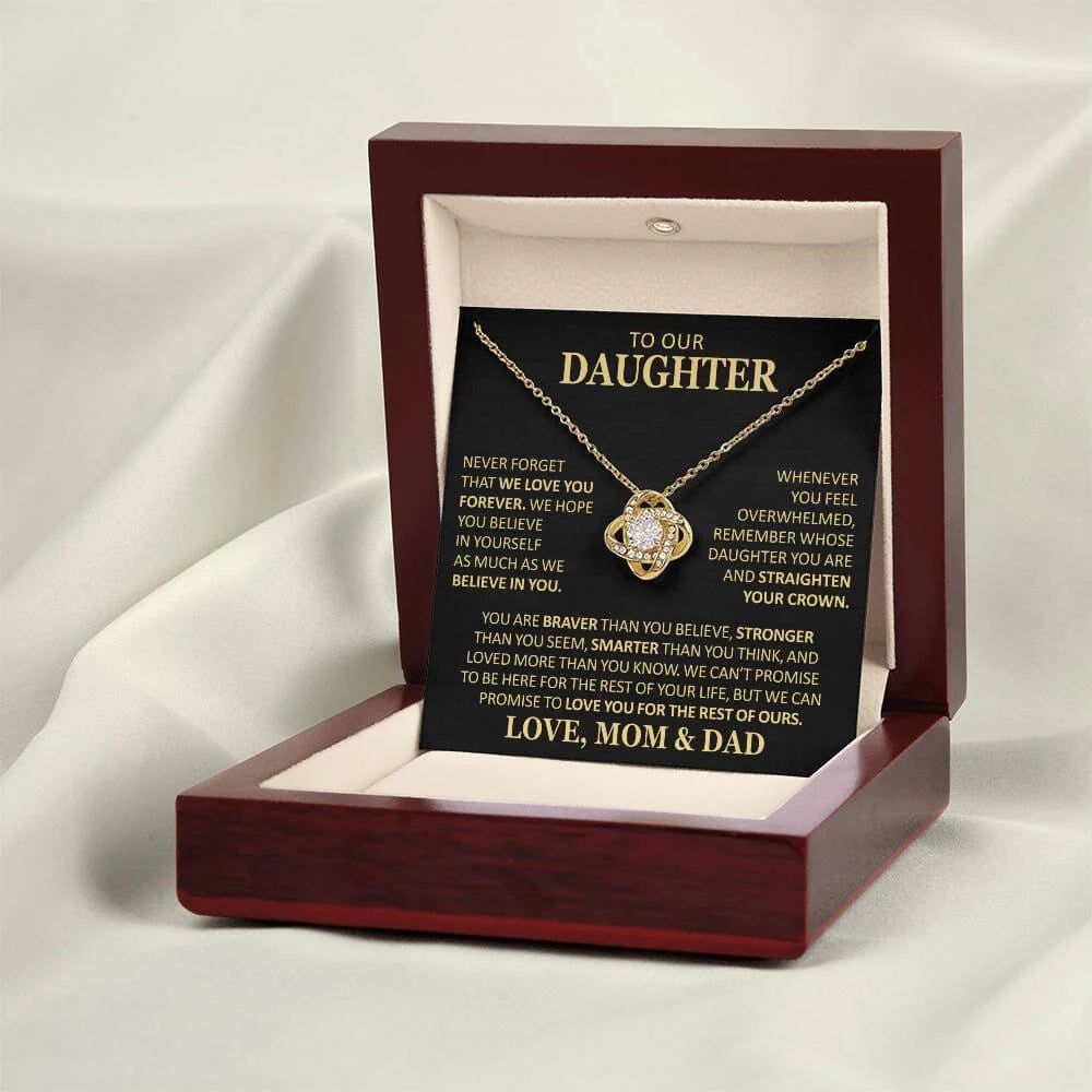 Beautiful Gift for Daughter From Mom and Dad "Never Forget That We Love You" Necklace